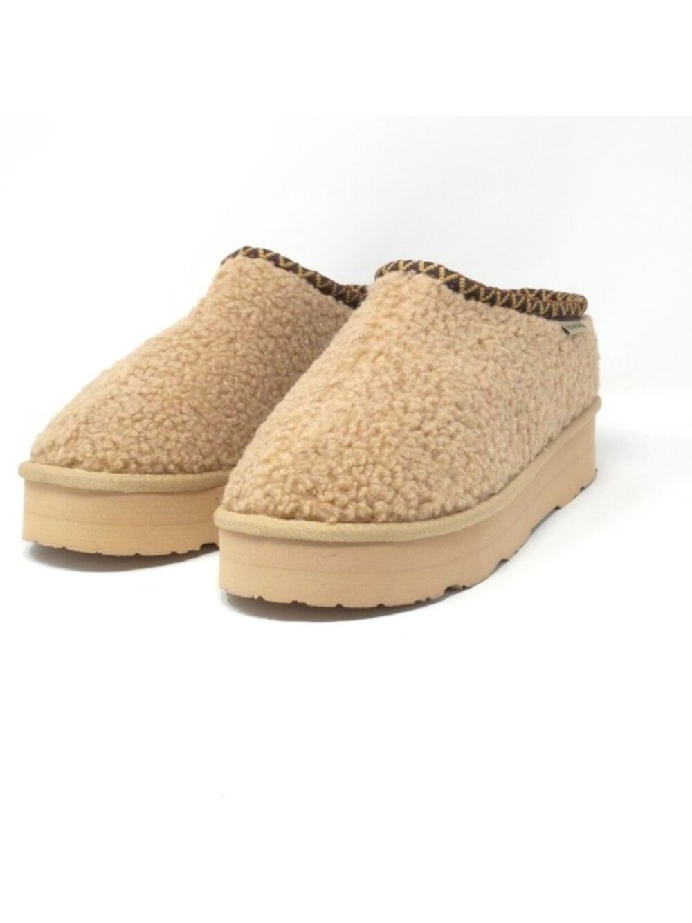 BEARPAW Snuggle Morris Youth Oat Sherpa Platform Clog Size 7Y